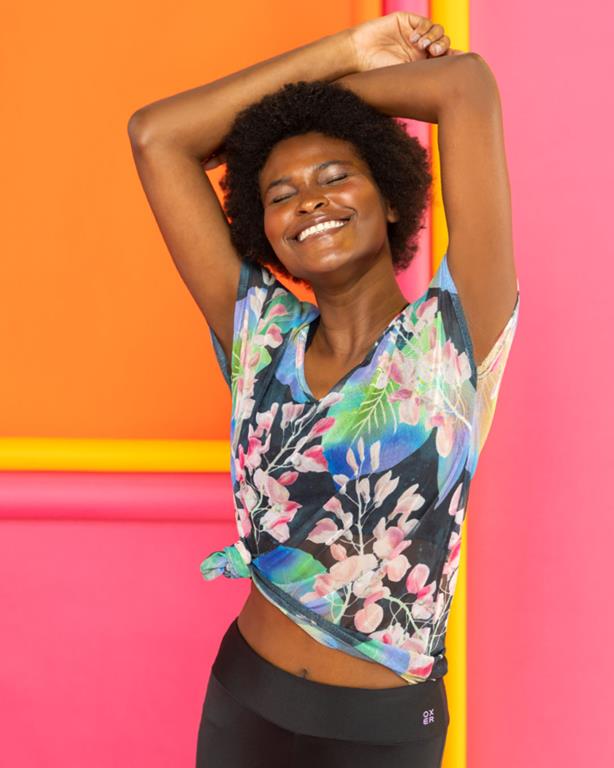 Camiseta Manga Curta Oxer Tule Estampada - Feminina