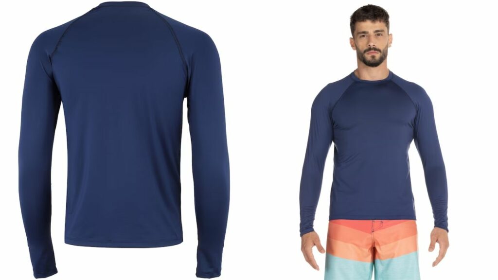 Camiseta para Natação Masculina Oxer Manga Longa com Proteção UV Lisa - Masculina